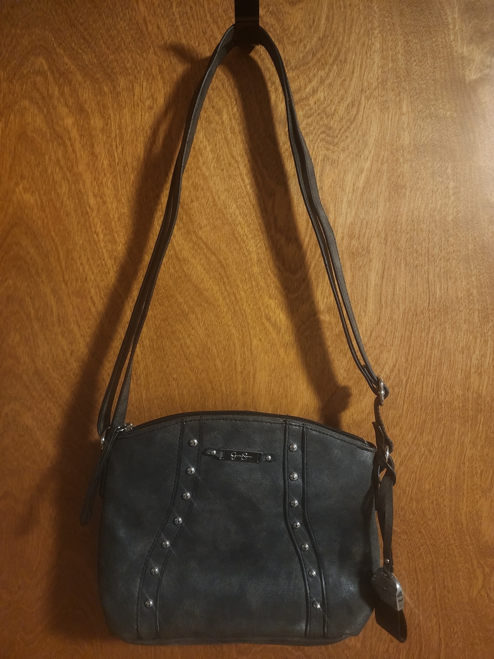 Jessica Simpson Dark Gray Stud Accent Crossbody Bag